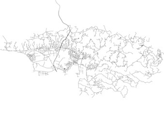 vector map of highway in arroyo town puerto rico with black and white color