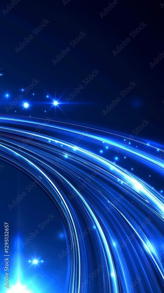 Aufkleber dynamic blue light trails creating a sense of speed and futuristic atmosphere in a digital space