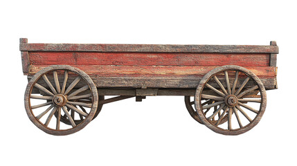 Fototapeta premium Traditional bullock cart isolated on transparent background, showcasing rustic wooden design and cultural heritage for vintage transportation concepts in digital artwork and creative design projects.