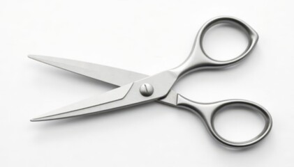 Sharp metal scissors, isolated on white background , reflection, shiny