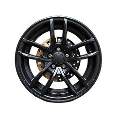 Obraz premium Black Wheel and Tire Assembly on transparent background