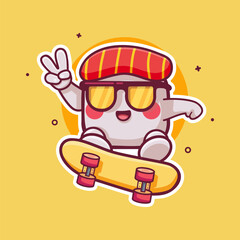 cool sushi food character mascot playing skateboard isolated cartoon