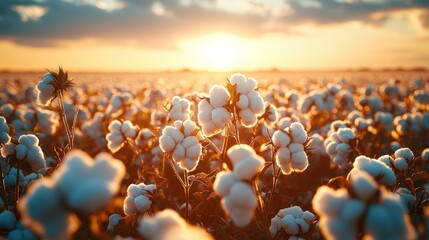 Cotton field sunset harvest agriculture