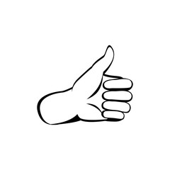 Thumb up hand drawn. Hand drawn sketch style Line art vector illustration