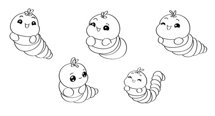 Cartoon line drawing illustration Green worm
Vector illustration