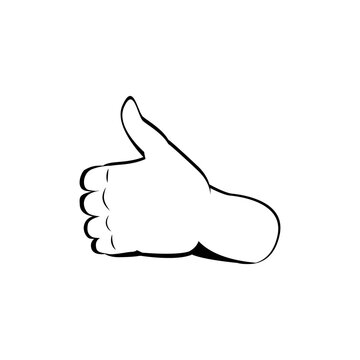 recommend clip art: Thumb up back hand view. Hand drawn sketch style out line art vector illustration