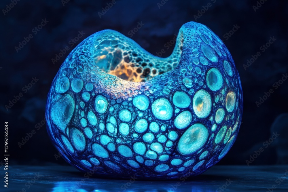 Aufkleber glowing gas bubbles create an enchanting underwater atmosphere in a dark aquatic landscape. generati