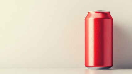Red Aluminum Can on Light Background