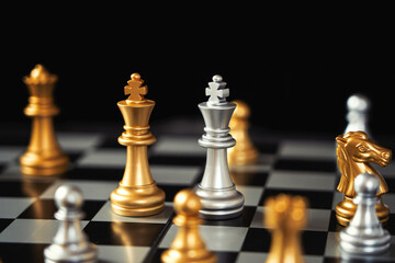 chess board game for ideas and competition and strategy, business success concept