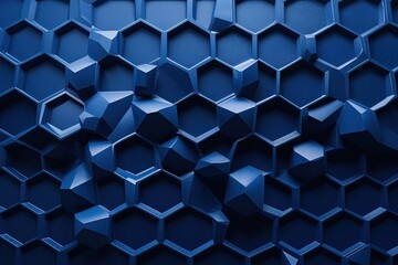 Fototapeta premium Hexagonal Dark Blue Background Texture with 3D Abstract Design Elements