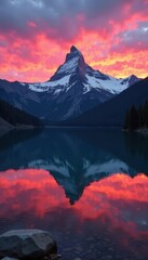 Sunrise over Dove Lake, Cradle Mountain's reflection, calm, light