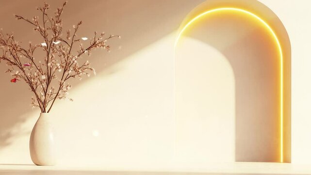 interior background room with empty wall and a plant seamless looping overlay 4k virtual video animation background