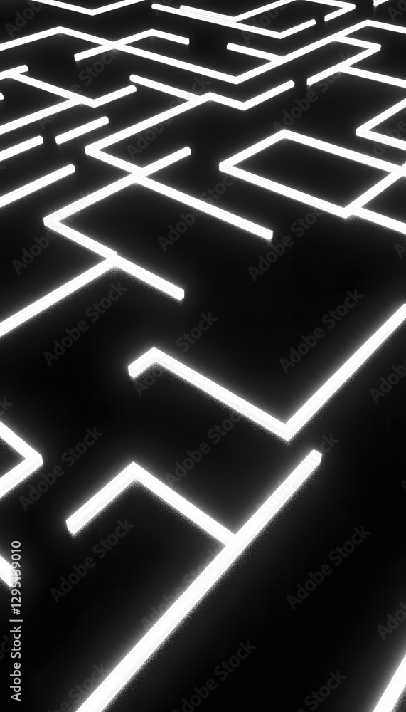 Poster white geometric lines against a dark background create abstract patterns