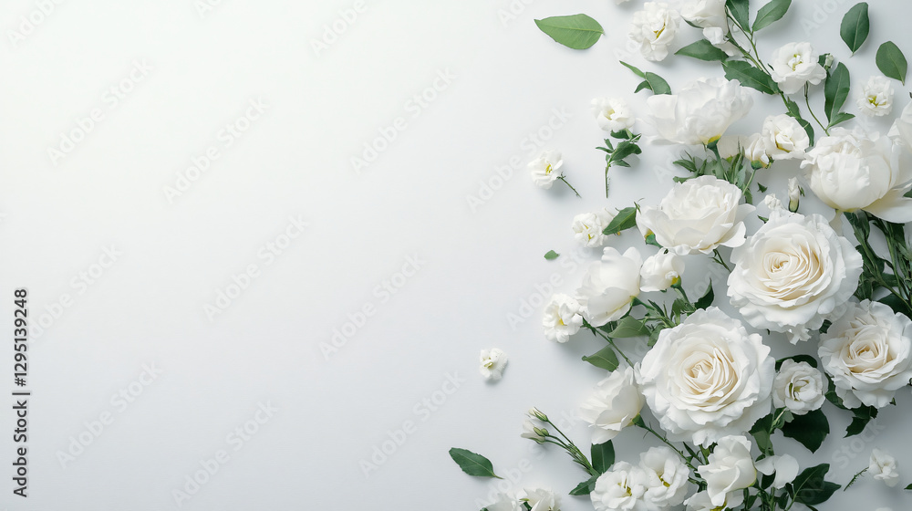 Poster elegant white flowers displayed on a pure white background creating a tranquil and serene ambiance f