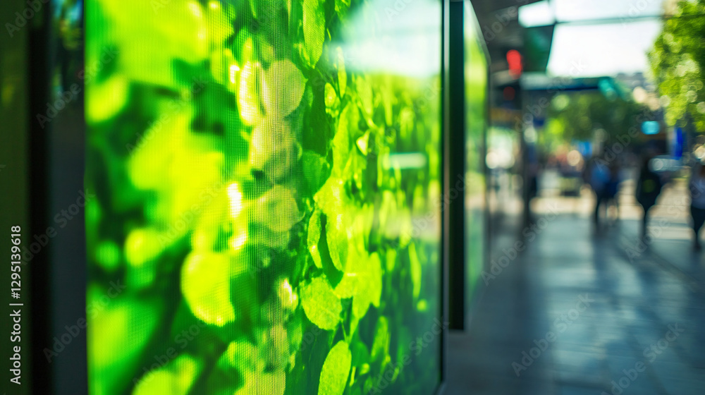 Aufkleber a close-up of a green leaf placed against a textured wall creating a natural aesthetic and visual in