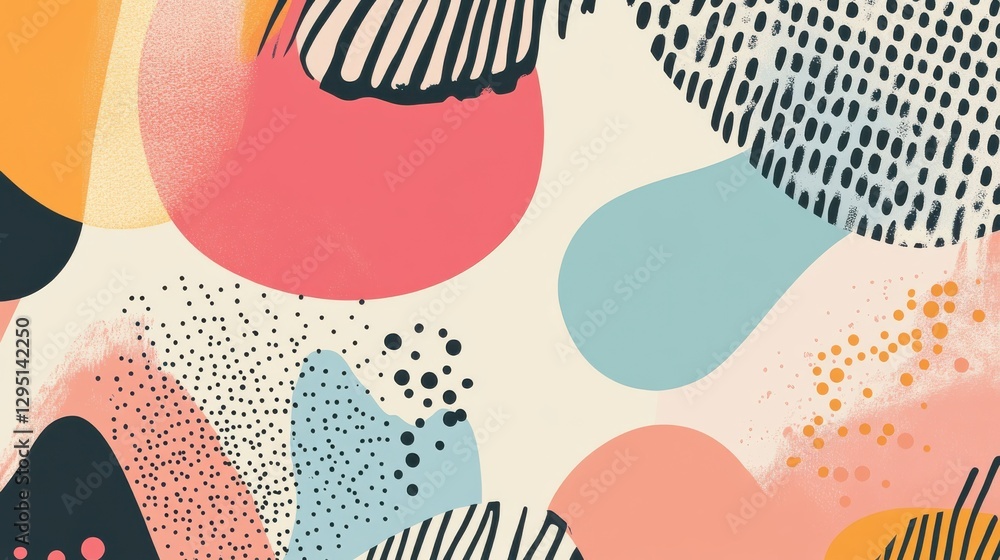 Poster colorful abstract shapes with unique patterns on light background