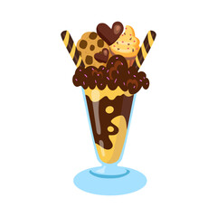 A chocolate dessert in a glass with cookies and sweets. Perfect for cafes and menus.