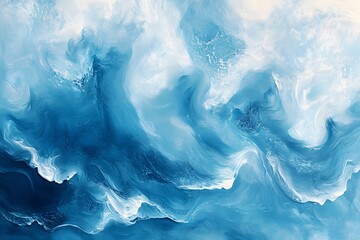 Obraz premium Abstract swirls of blue and white paint