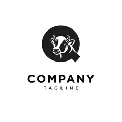 Letter Q Cow Logo Icon Vector