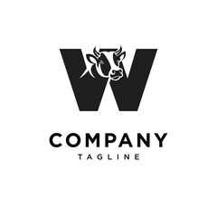 Letter W Cow Logo Icon Vector