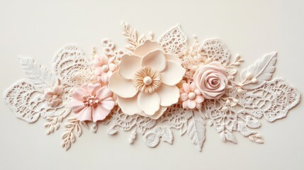 Elegant Floral Arrangement with Lace and Soft Colors for Decor