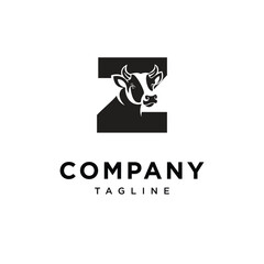 Letter Z Cow Logo Icon Vector