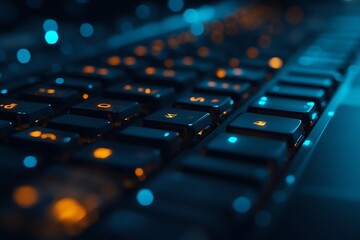 Obraz premium Close-up of a modern illuminated computer keyboard