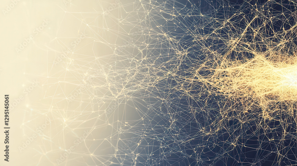 Poster abstract network of interconnected nodes and lines, symbolizing technology and innovation, showcasin