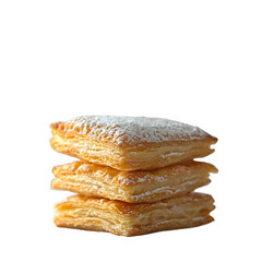 puff pastry with dramatic powder sugar sprinkle png
