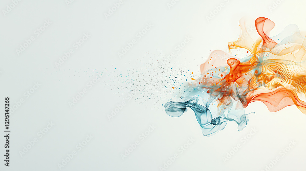 Poster flowing data visualization with vibrant colors and abstract shapes
