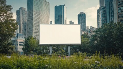 Blank White Billboard in Urban Setting