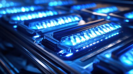 Futuristic battery energy storage system close-up