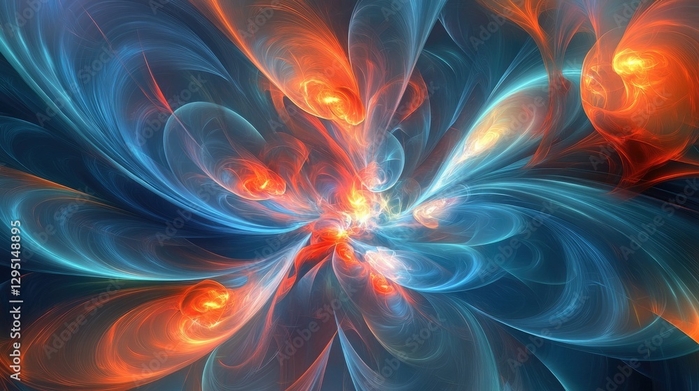 Aufkleber abstract cosmic background with a luminous nebula blending deep blues and fiery reds in a surreal sc