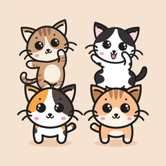 Fototapeta premium Cute cats cartoon vector illustration