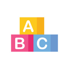 Colorful alphabet blocks child toy icon