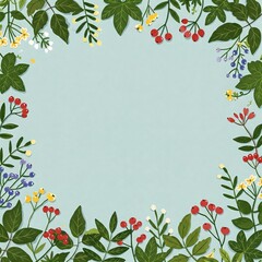 Floral Illustration with Colorful Leaves and Berries - Perfect for Invitations and Botanical Designs