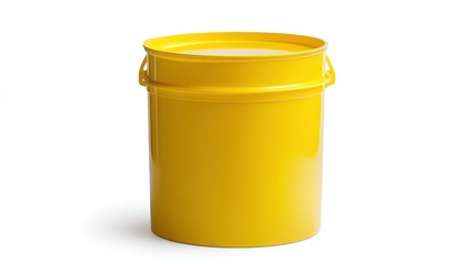 Yellow Plastic Bucket on White Background