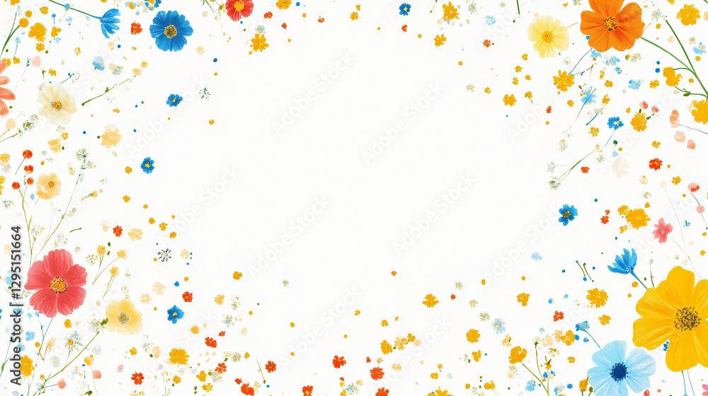 Aufkleber Bright and colorful flowers arranged on a clean white background creating an inviting and cheerful atmosphere