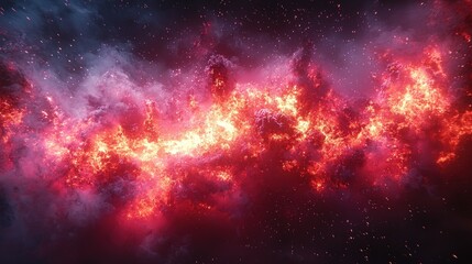 Naklejka premium Fiery nebula clouds in cosmic space