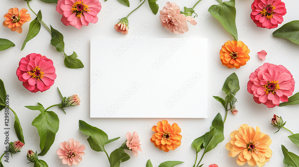 Aufkleber A stunning display of white paper surrounded by a colorful array of flowers creating a charming and inviting atmosphere