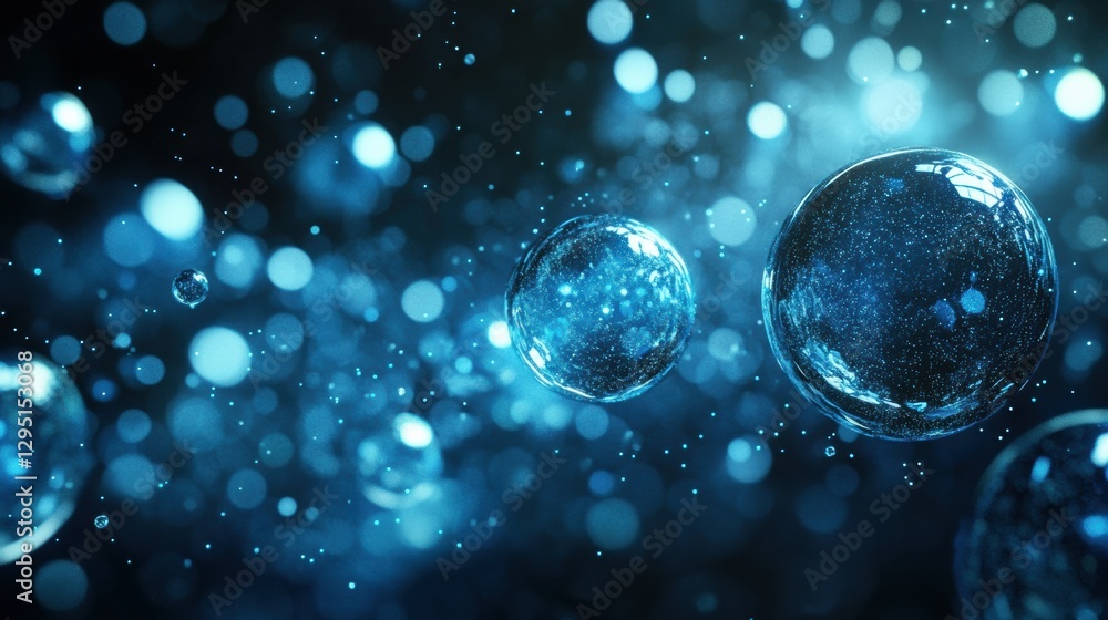 Poster microscopic gas particles interact with light creating a dazzling display in the air. generative ai