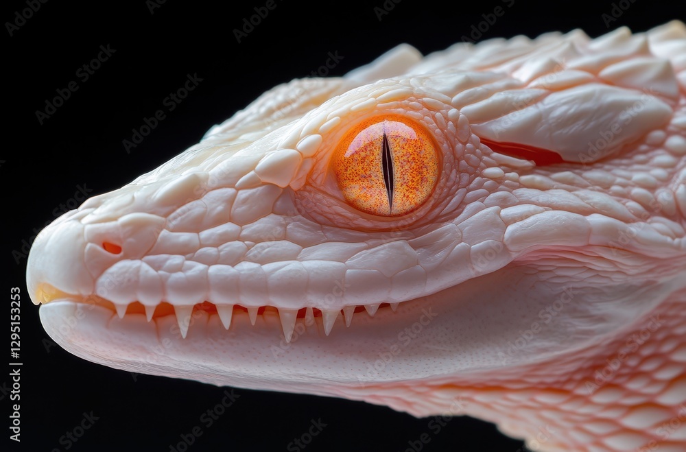 Aufkleber close-up portrait of an exotic albino lizard with unique features and captivating eye displaying the