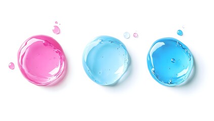 Colorful Cosmetic Gel Drops on White