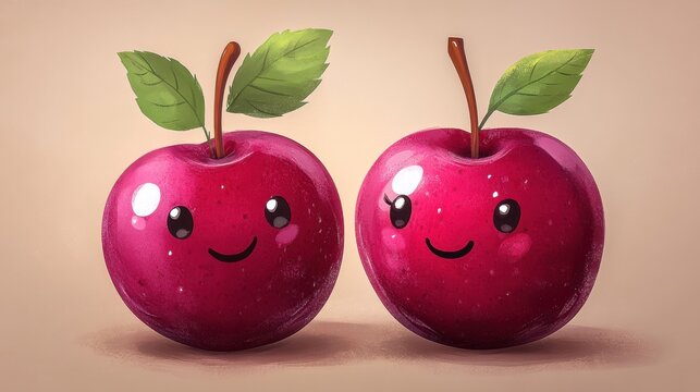 fresh cherry isolated catoon