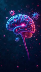 Fototapeta premium Colorful neuron cells and brain activity on a scientific backdrop, neuroscience, medical