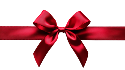 Luxurious red gift ribbon bow png on transparent background for elegant and festive celebrations, perfect for holiday gift wrapping, birthday presents, and special occasions.