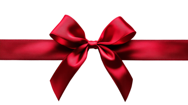Luxurious red gift ribbon bow png on transparent background for elegant and festive celebrations, perfect for holiday gift wrapping, birthday presents, and special occasions.