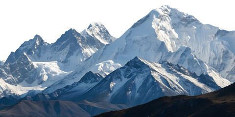 majestic mountain peaks with snow-capped summits isolated on a white background png