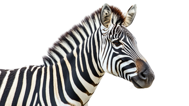 Zebra with transparent background, detailed and high-resolution png of a zebra for graphic design and digital projects.