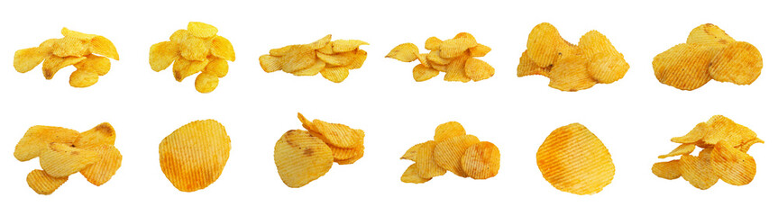 Chipsy, fastfood, na białym tle. Bez tła